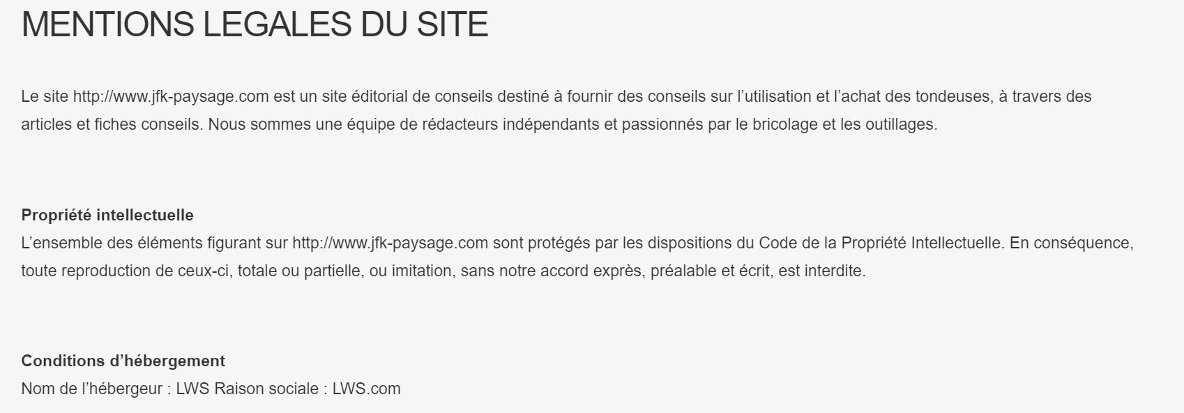 Mentions Légales du site jfk-paysage.com